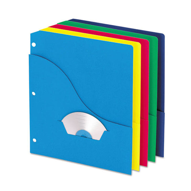 Wave Pocket Project Folders, 3 Hole Punched, Letter