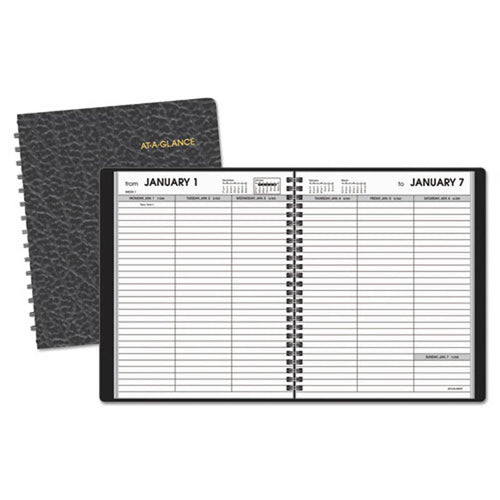 Weekly Planner Ruled for Open Scheduling, 6 7/8" X 8 3/4", Black, 2025