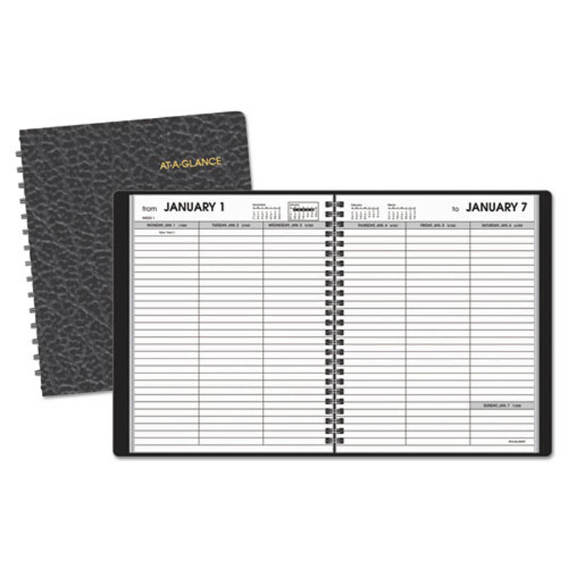 Weekly Planner Ruled for Open Scheduling, 6 7/8" X 8 3/4", Black, 2025