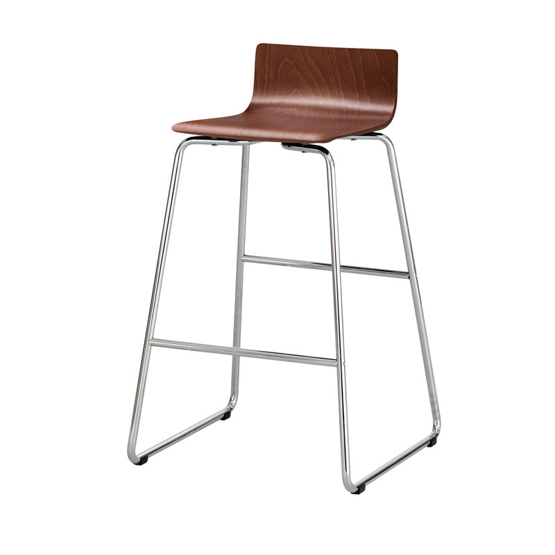 Wood Bistro-Height Stool w/ Chrome Sled Base