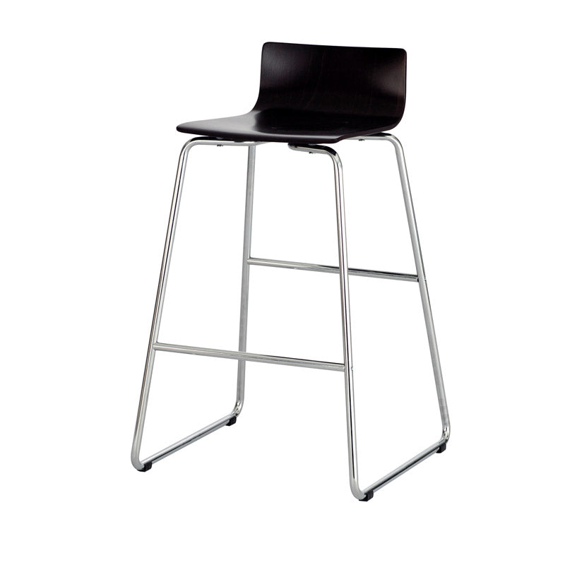Wood Bistro-Height Stool w/ Chrome Sled Base