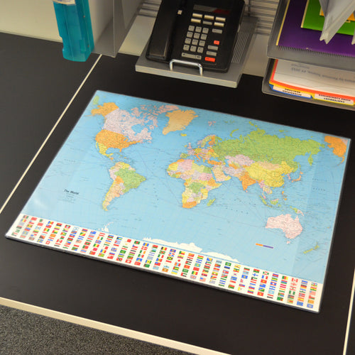 World Map Desk Pad - 19 3/4"h x 25 1/2"w