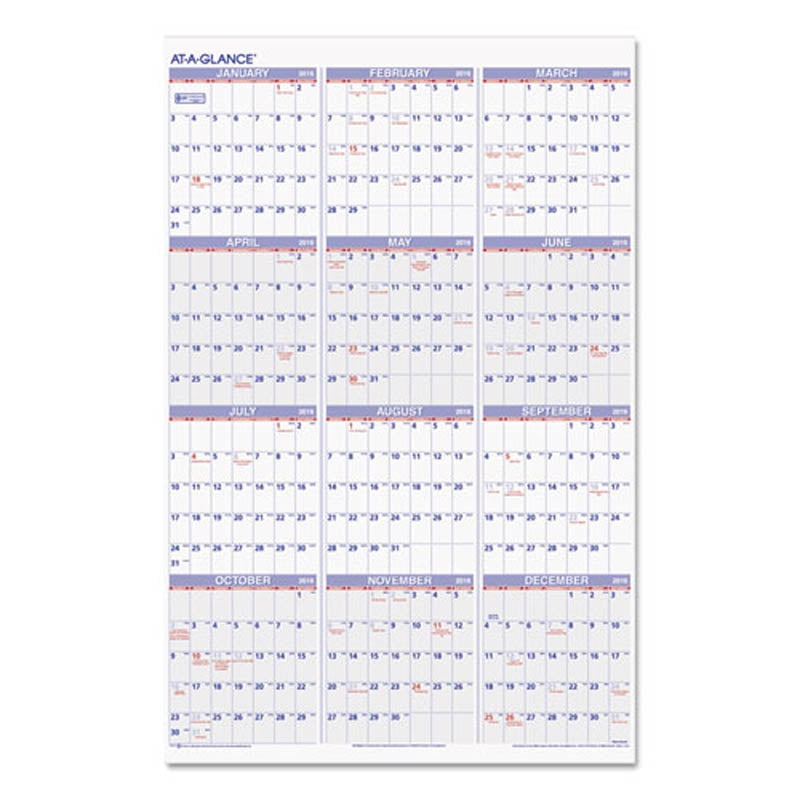 Yearly Wall Calendar, 24" X 36", 2024